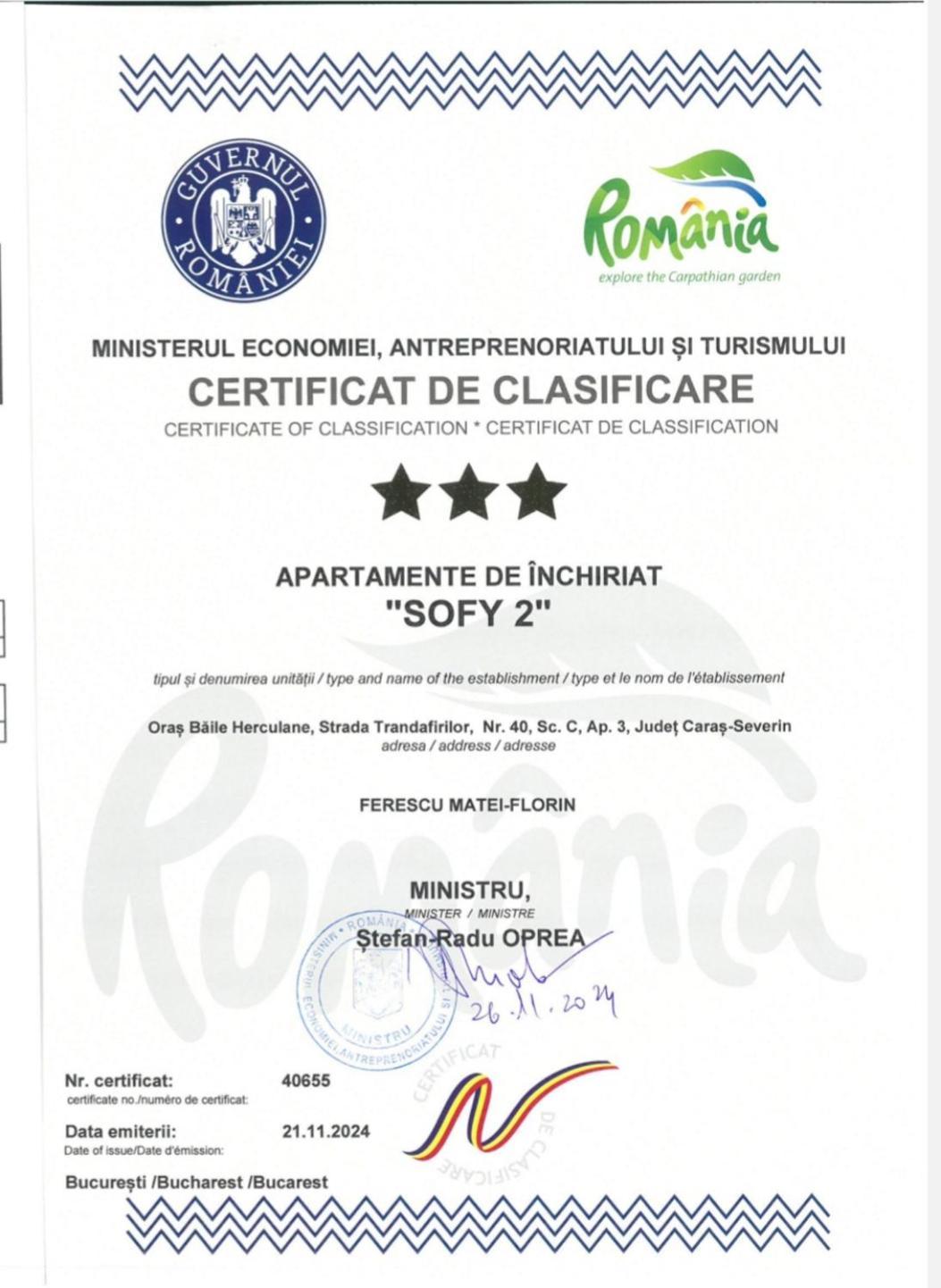 Apartament Sofy2 Herkulesfürdő Kültér fotó